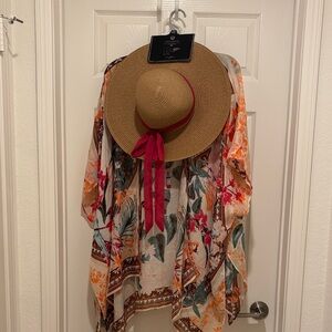 Vince Camuto Multicolor Floral Swim Coverup with Hat